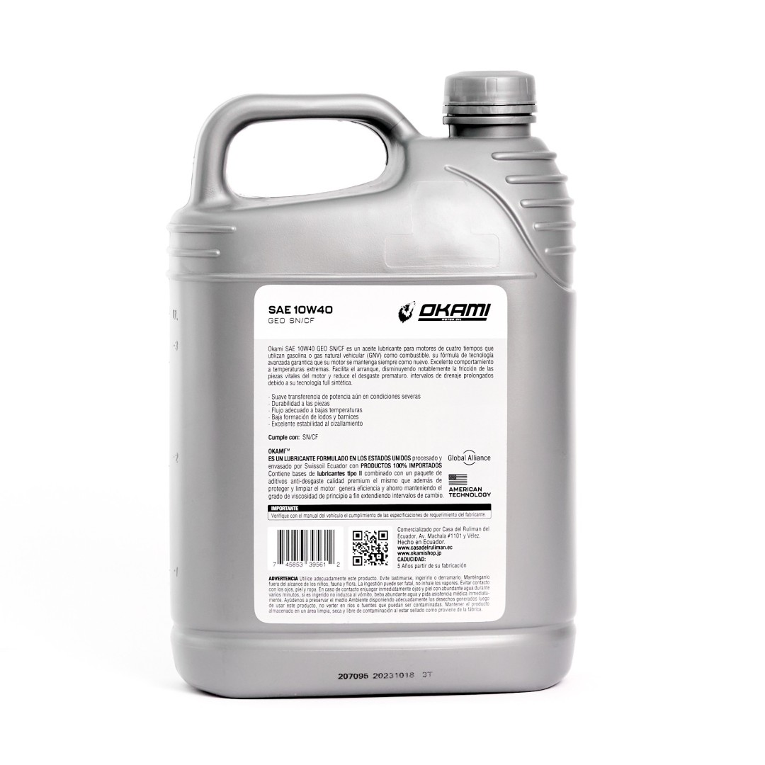 MOTORES GASOLINA ACEITE GEO 10W40 SN/CF 1GL